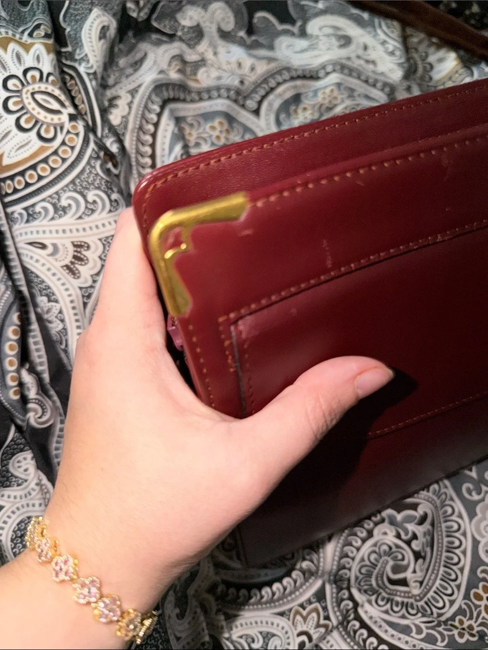 Vintage Cartier Must de Cartier Burgundy Leather Envelope Clutch Bag